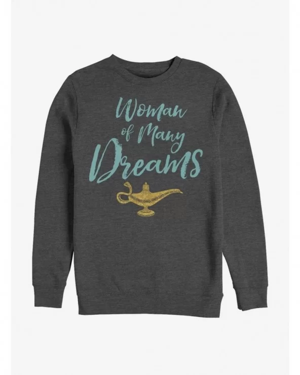 Discount Disney Aladdin 2019 Woman of Many Dreams Cursive Sweatshirt $15.13 Sweatshirts